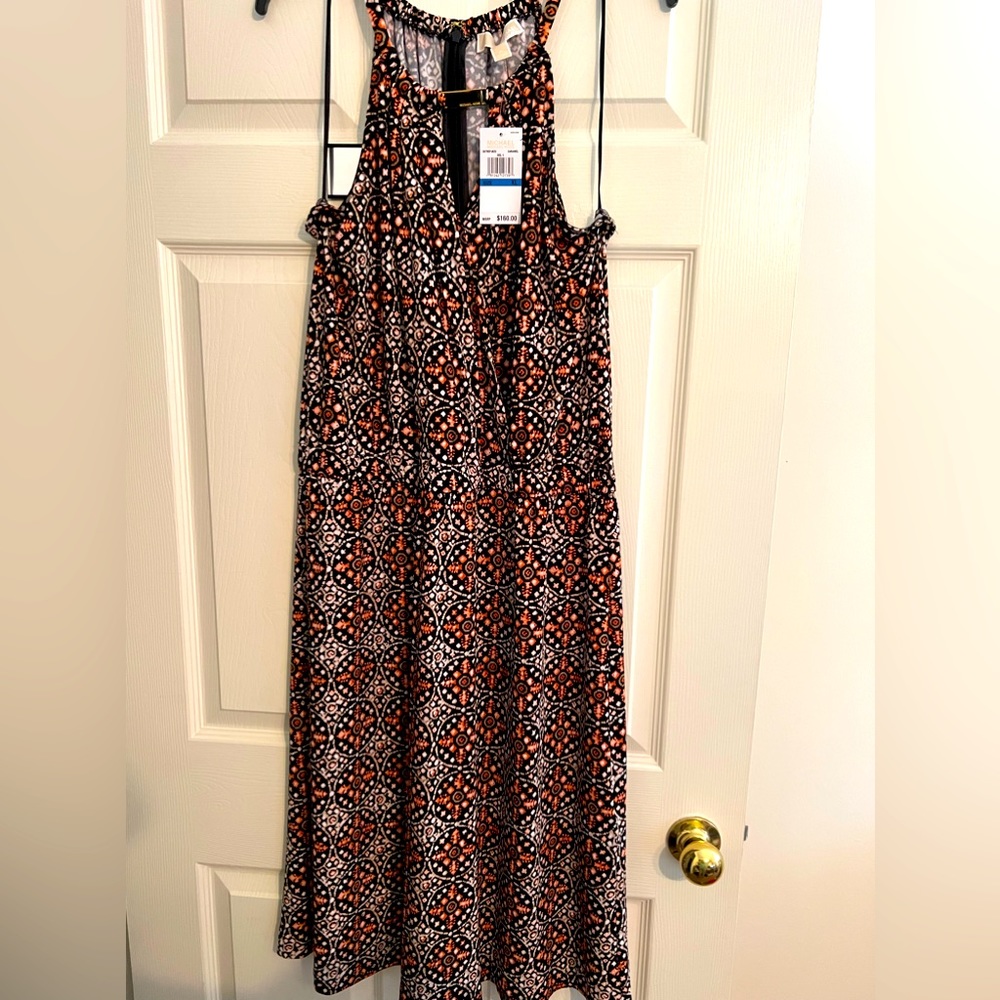 MICHAEL Michael Kors Black and Orange Patterned Dress NWT
